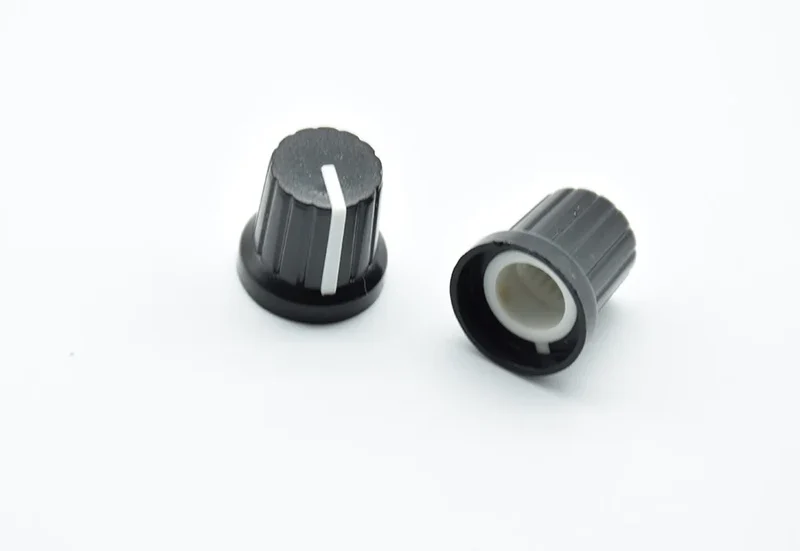 10Pcs Shaft Hole Dia Plastic Threaded Knurled Potentiometer 6mm Knobs Caps