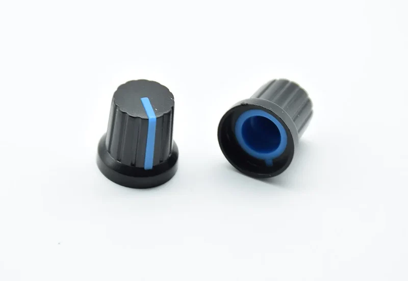10Pcs Shaft Hole Dia Plastic Threaded Knurled Potentiometer 6mm Knobs Caps