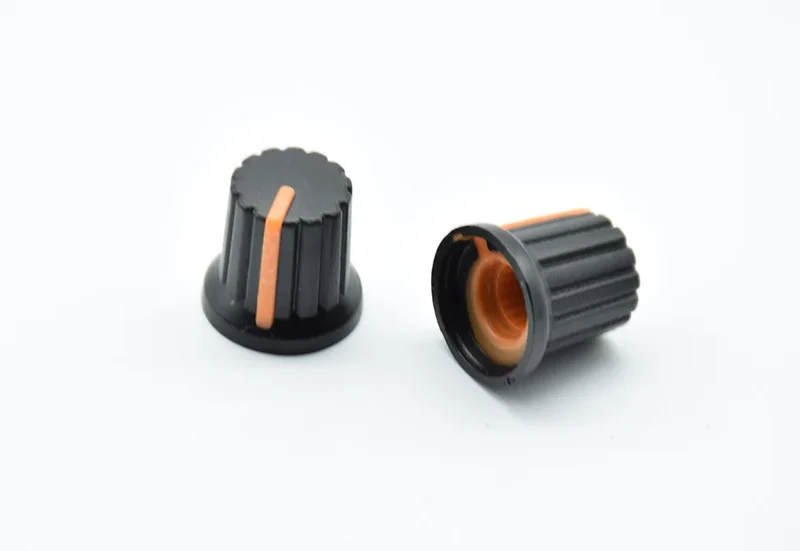 10Pcs Shaft Hole Dia Plastic Threaded Knurled Potentiometer 6mm Knobs Caps
