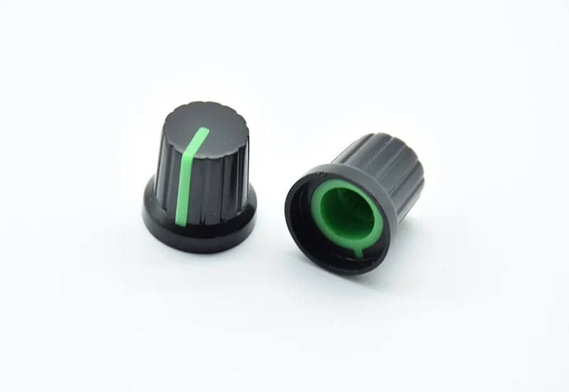 10Pcs Shaft Hole Dia Plastic Threaded Knurled Potentiometer 6mm Knobs Caps