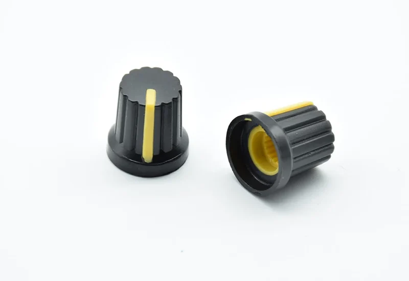 10Pcs Shaft Hole Dia Plastic Threaded Knurled Potentiometer 6mm Knobs Caps