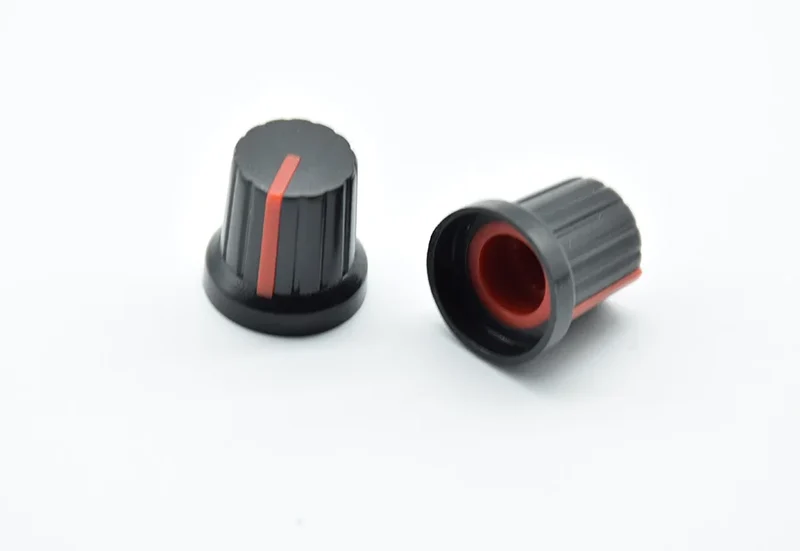10Pcs Shaft Hole Dia Plastic Threaded Knurled Potentiometer 6mm Knobs Caps