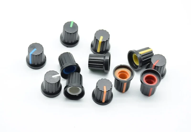 10Pcs Shaft Hole Dia Plastic Threaded Knurled Potentiometer 6mm Knobs Caps