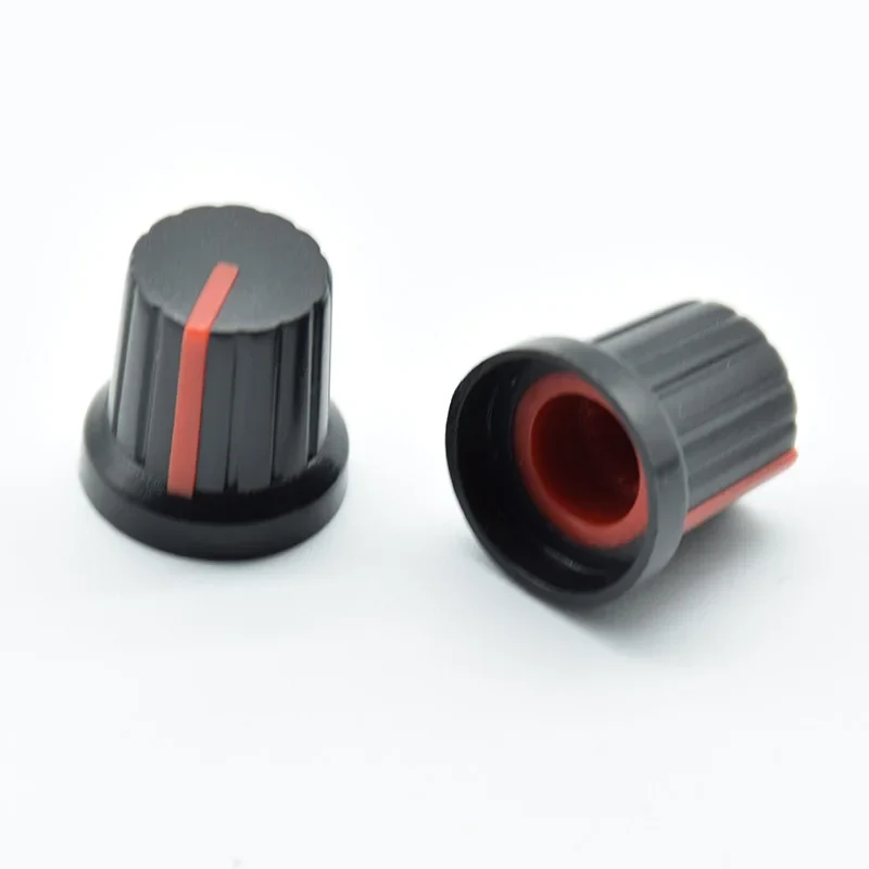 10Pcs Shaft Hole Dia Plastic Threaded Knurled Potentiometer 6mm Knobs Caps