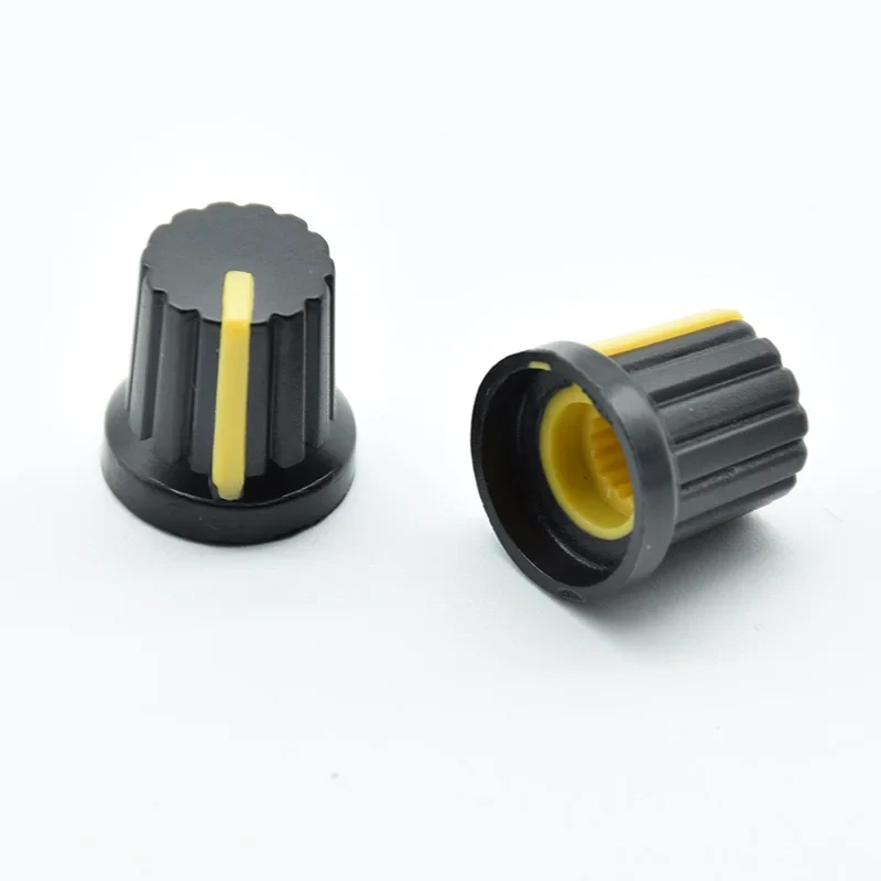 10Pcs Shaft Hole Dia Plastic Threaded Knurled Potentiometer 6mm Knobs Caps