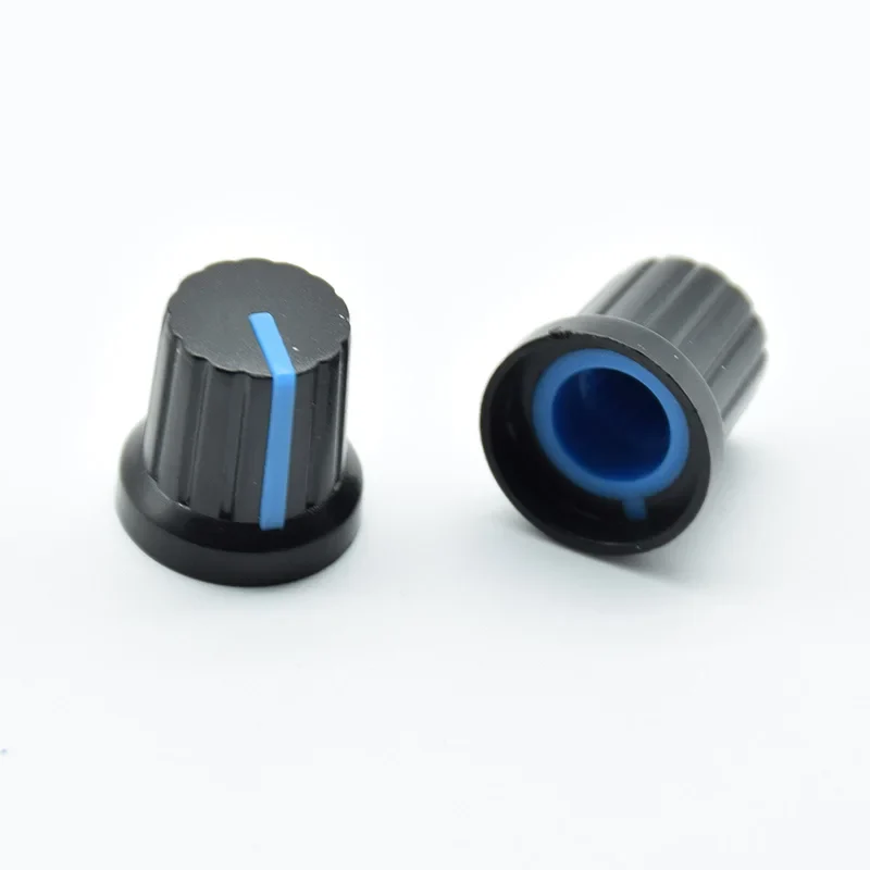 10Pcs Shaft Hole Dia Plastic Threaded Knurled Potentiometer 6mm Knobs Caps