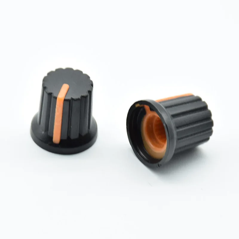 10Pcs Shaft Hole Dia Plastic Threaded Knurled Potentiometer 6mm Knobs Caps