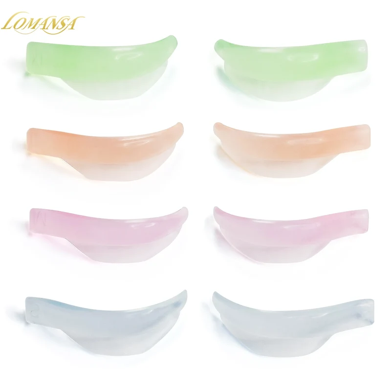 Lomansa 4 Pairs L Curl Silicone Eyelash Perm Rod Shield Sticky Lash Lift Pad Lifting 3D Eyelash Curler Accessories Makeup Tool