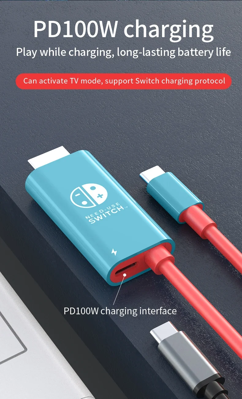 2M USB C to HDMI 4K Cable 100W PD Charging Portable Converter Type C to HDTV for TV Docking Steam Deck Laptop Phone Tablet