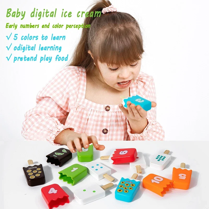 Kid Ice Cream Number Matching Game Montessori Parish Toy Digit Counting Color Cognitive Letter Learn Sensory Educatioal Toy Gift