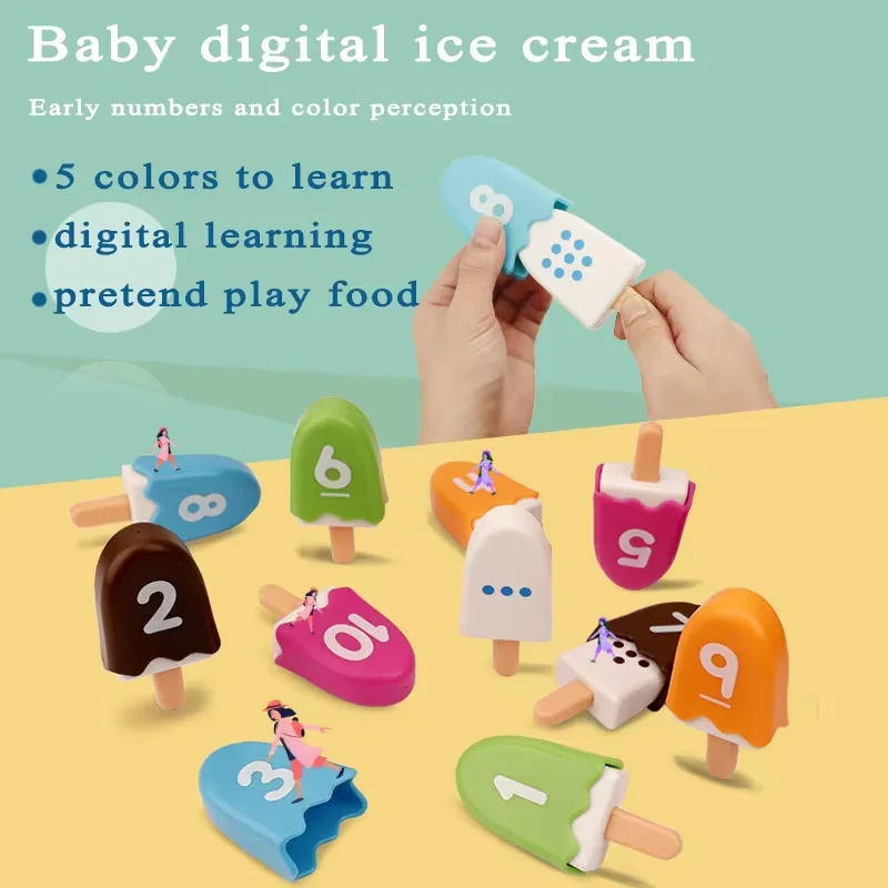 Kid Ice Cream Number Matching Game Montessori Parish Toy Digit Counting Color Cognitive Letter Learn Sensory Educatioal Toy Gift