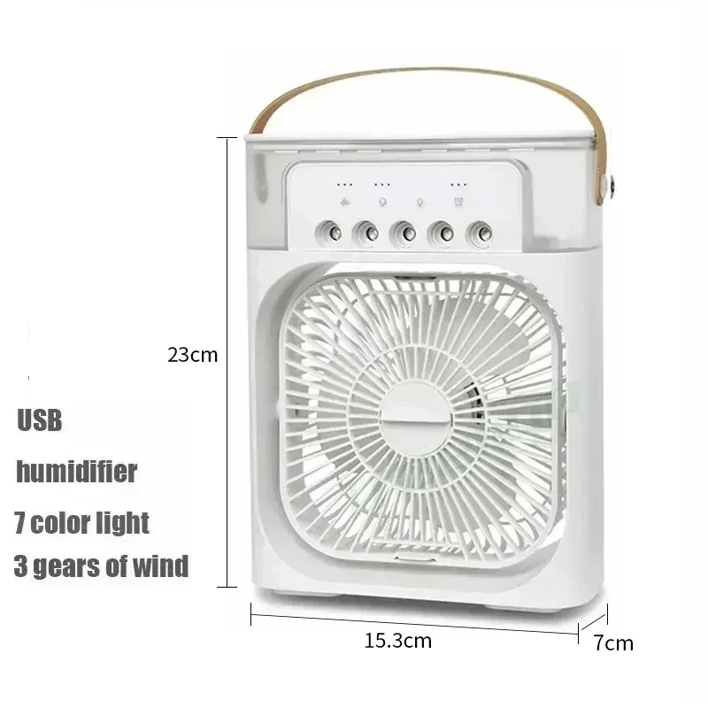 New 3 In 1 Mini Air Cooler Portable Fan Air Conditioner Humidifier with LED Night Light Adjustable Wind Speed Desktop CoolingFan