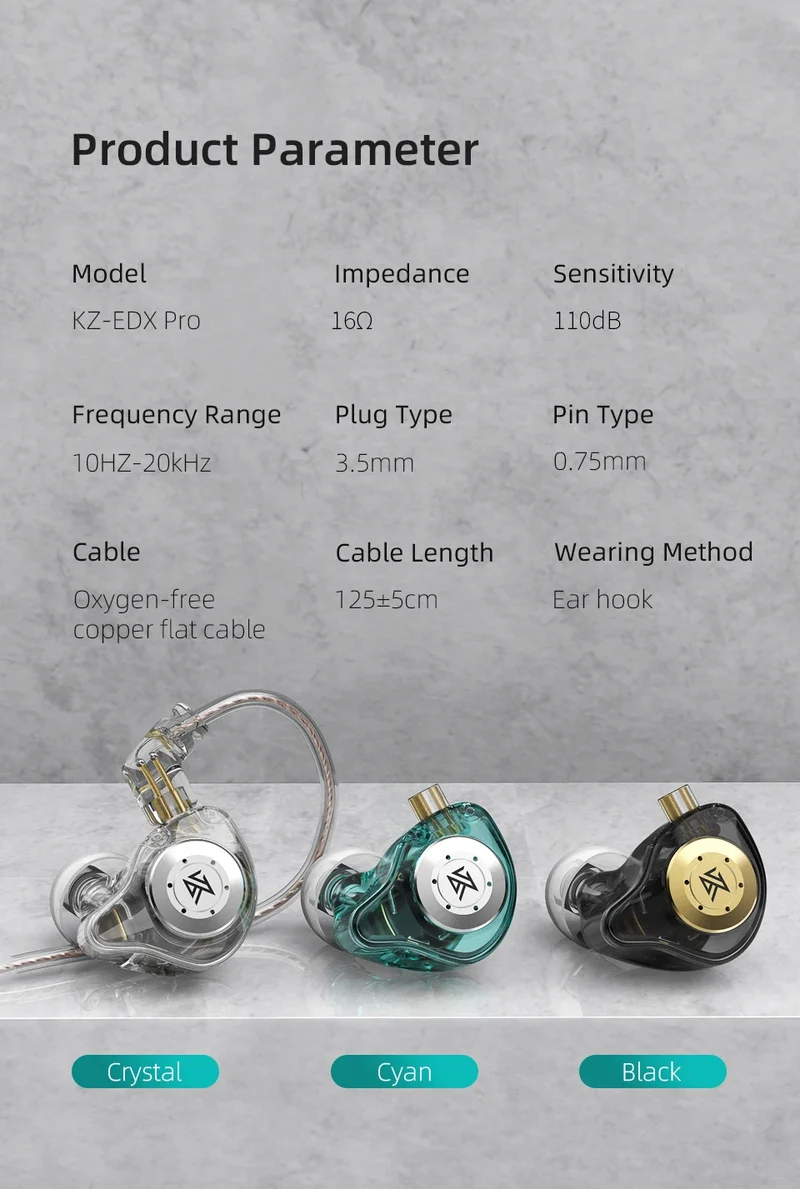 KZ EDX PRO In Ear Earphones Dynamic Earphones HIFI Music Sport Earbuds Sport Noise Cancelling Headset KZ EDX PRO DQ6 ZS10PRO MT1