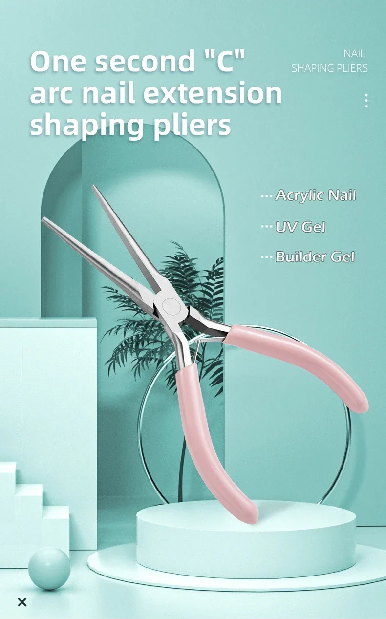 Pink Long Nose Pliers Set Professional Nail Art Pliers For Manicure Extension Jewelry Making Diy Craft Tools
