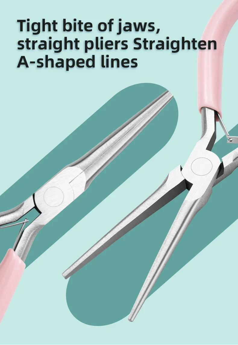 Pink Long Nose Pliers Set Professional Nail Art Pliers For Manicure Extension Jewelry Making Diy Craft Tools