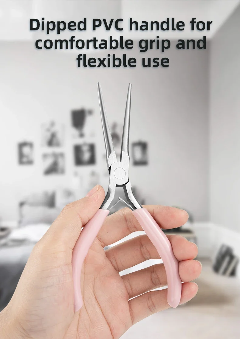 Pink Long Nose Pliers Set Professional Nail Art Pliers For Manicure Extension Jewelry Making Diy Craft Tools