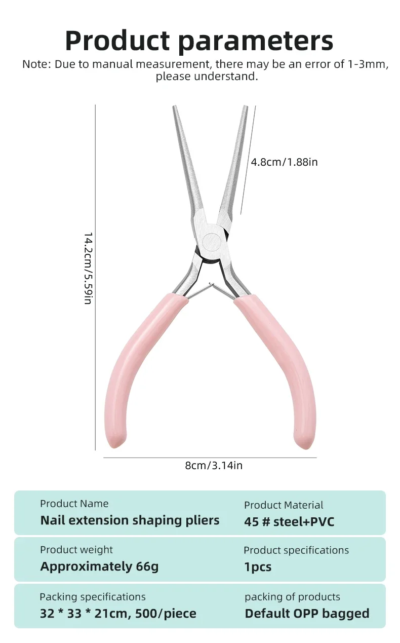 Pink Long Nose Pliers Set Professional Nail Art Pliers For Manicure Extension Jewelry Making Diy Craft Tools