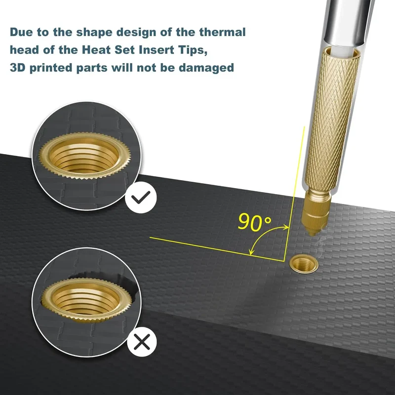Heat Embedded Nuts Adaptors M2 M2.5 M3 M4 M5 M6 Head Insertion Tips Kit For 936 Soldering Iron Pen