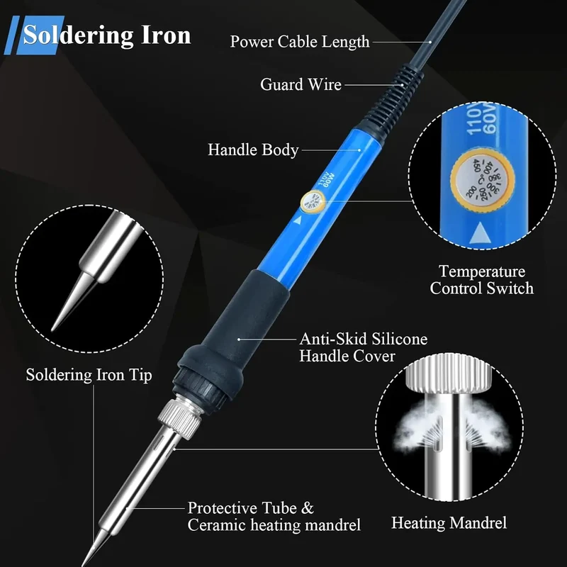 Heat Embedded Nuts Adaptors M2 M2.5 M3 M4 M5 M6 Head Insertion Tips Kit For 936 Soldering Iron Pen
