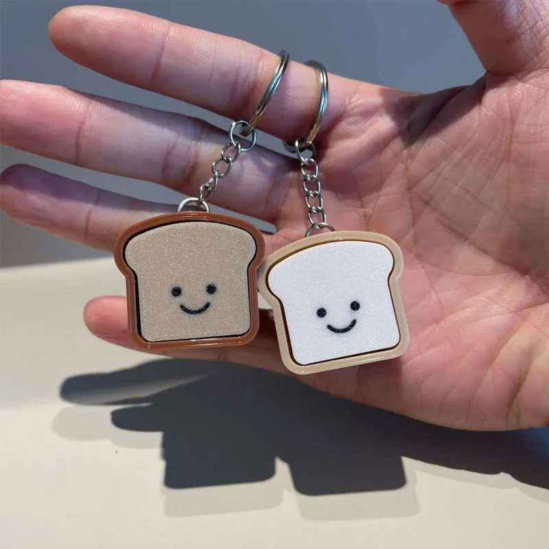 Novelty Gifts Bread Toast Keyboard Clicker Fidget Keychain Stress Relief Focus Boost Quiet Anxiety Toys For Kids Boys Girls