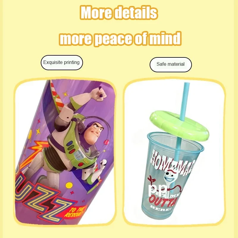 Toy Story 4 Pack Plastic Straw Cup Set Official Cartoon Reusable BPA Free Drinking Cups