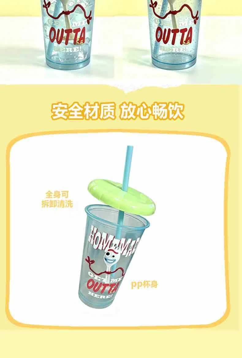 Toy Story 4 Pack Plastic Straw Cup Set Official Cartoon Reusable BPA Free Drinking Cups