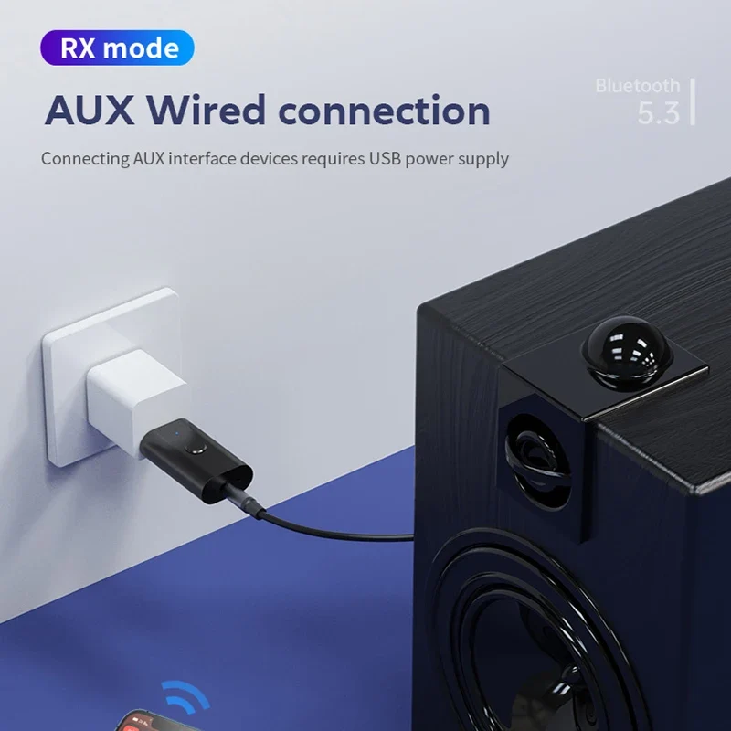 4 in 1 Wireless Bluetooth AUX Adapter Bluetooth 5.3 Car Audio Receiver Transmitter USB to 3.5mm Jack Music Mic Handsfree Adapter