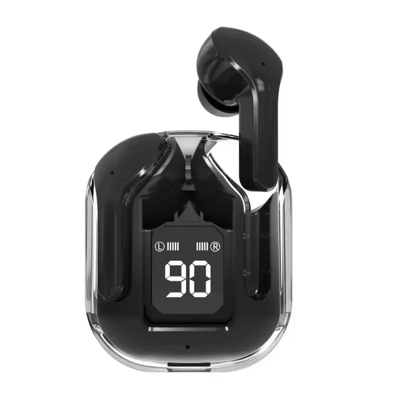 Bluetooth 5.3 Wireless Headset Transparent Headphones LED Power Digital Display Stereo Sound Earphones for Sports Working