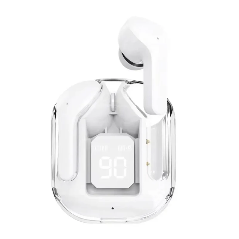 Bluetooth 5.3 Wireless Headset Transparent Headphones LED Power Digital Display Stereo Sound Earphones for Sports Working