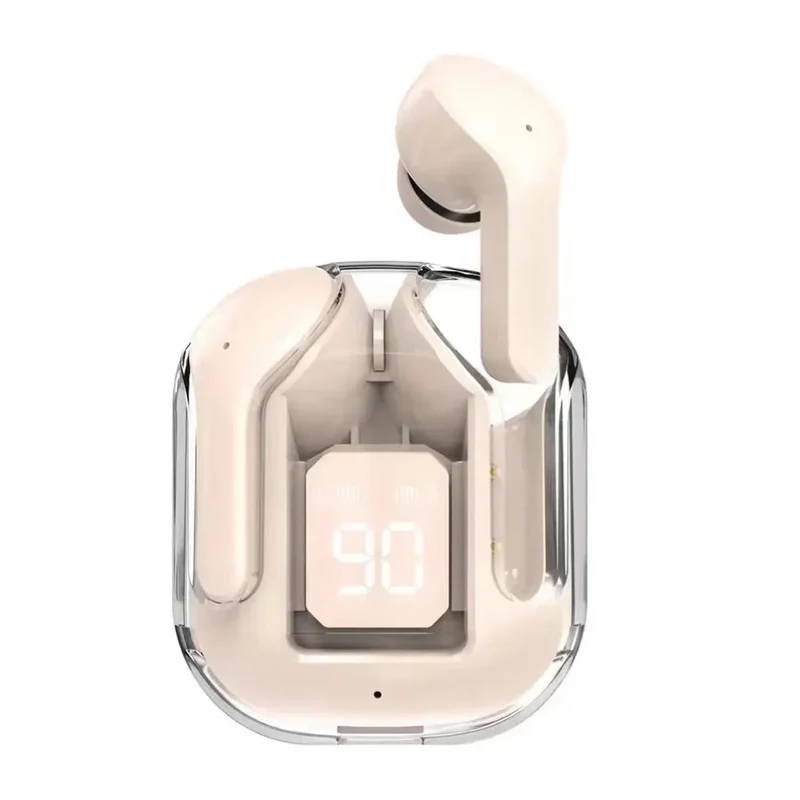 Bluetooth 5.3 Wireless Headset Transparent Headphones LED Power Digital Display Stereo Sound Earphones for Sports Working
