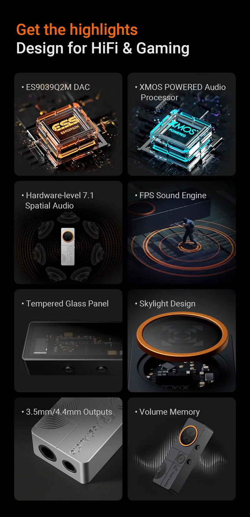 Fosi Audio DS3 DAC Amp Portable HIFI Headphone Amplifer XMOS XU316 DSD512 dongle dac 4.4mm Balanced/3.5mm Jack