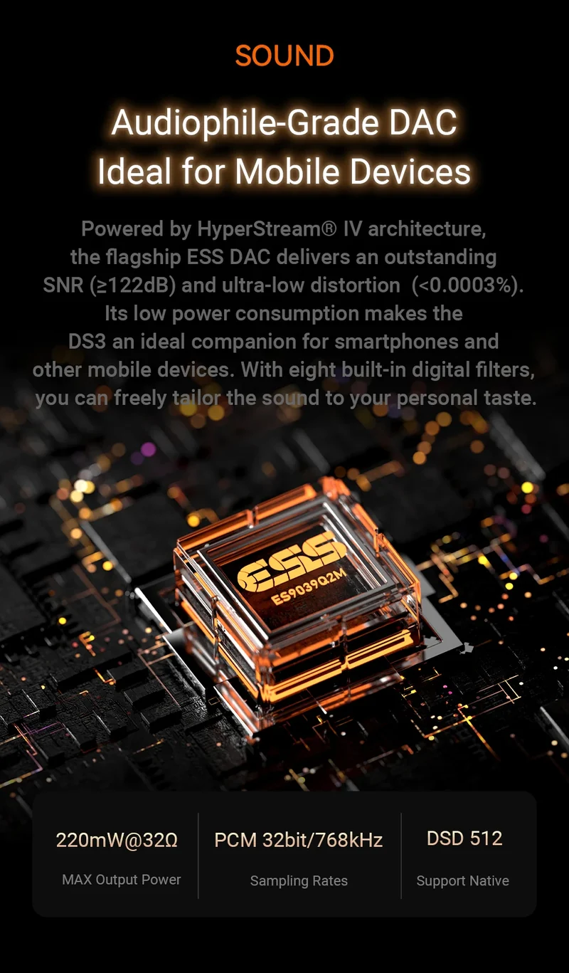 Fosi Audio DS3 DAC Amp Portable HIFI Headphone Amplifer XMOS XU316 DSD512 dongle dac 4.4mm Balanced/3.5mm Jack
