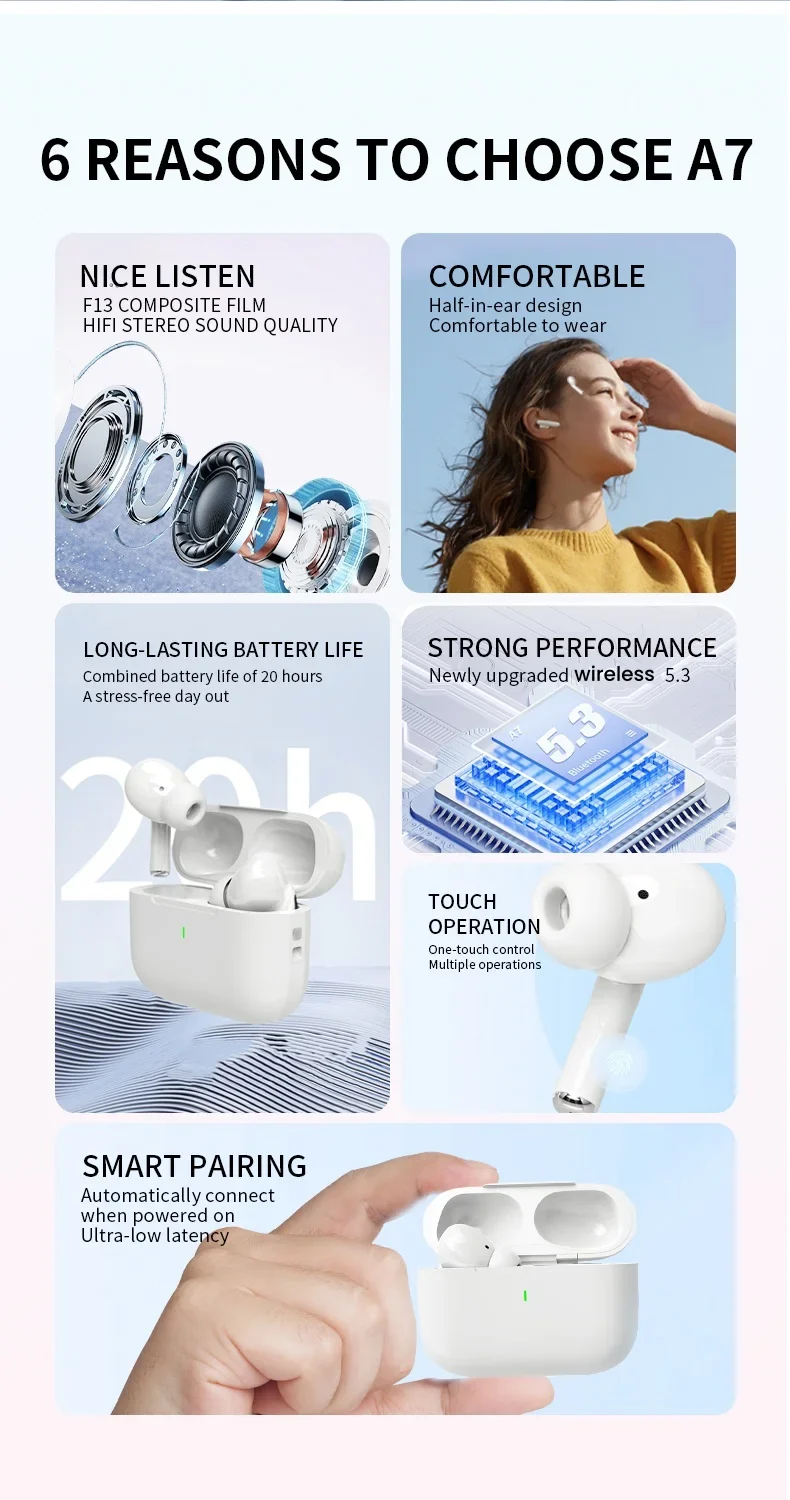 TWS BT 5.2 ENC Handsfree True Wireless In Ear Earbuds Stereo Mini Headphones Earphones Headsets Pro Pods