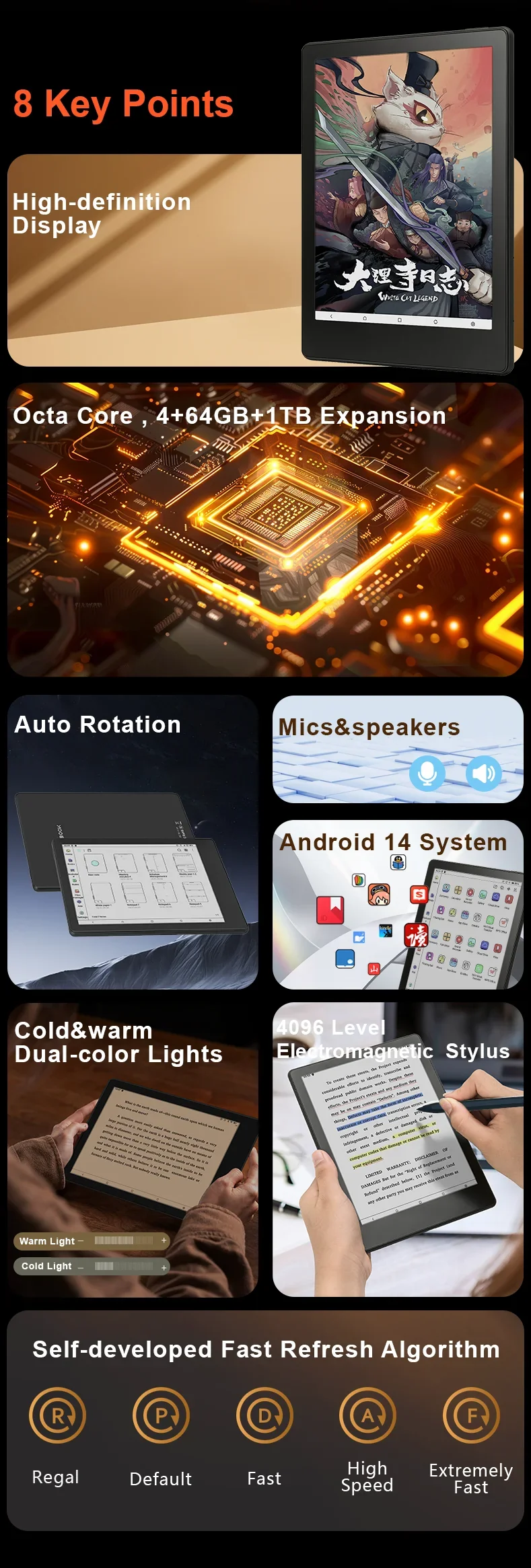 Meebook M8C 7.8" color ink Android 14 Ebook reader электронная книга with google play store and fast refresh 4G RAM 64GB ROM