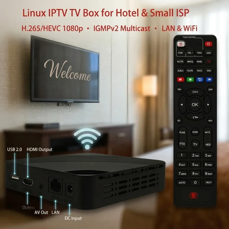 Linux IP STB M3U XML Playlist Online Playlist USB Import Auto Update HD+AV+LAN WiFi (Playlist) - ERI-IPTV004 DDR3 1Gb Flash 16MB