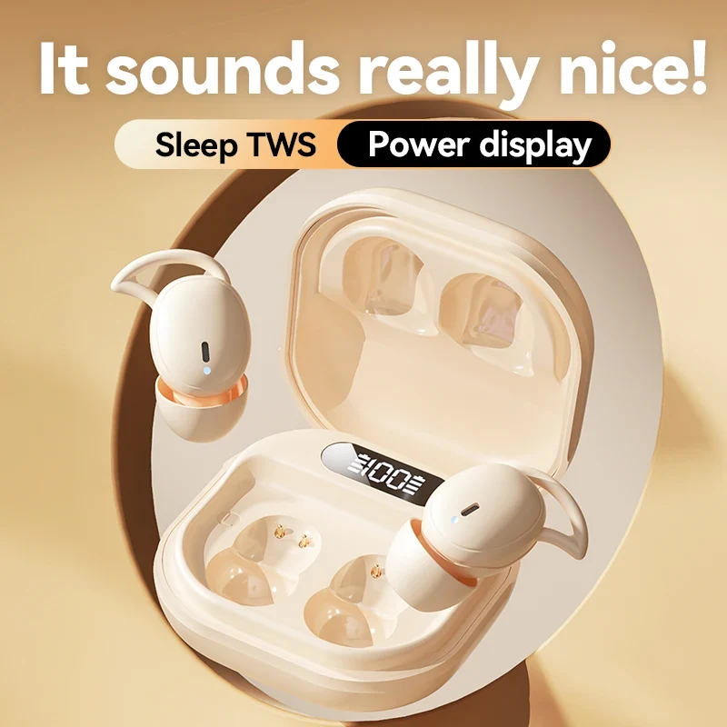 Hot-Selling M72 Mini TWS Digital Display Small Earbuds Soft Invisible Sleeping Wireless in Ear Earphones for Side Sleeping