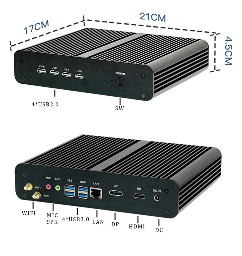 10th 12th GEN Intel Core I7 10710U 10510U 1255U Mini Fanless Computer Win10 Pro 2DDR4 M.2 Nvme 4K HD DP HTPC Nettop Gaming Pc