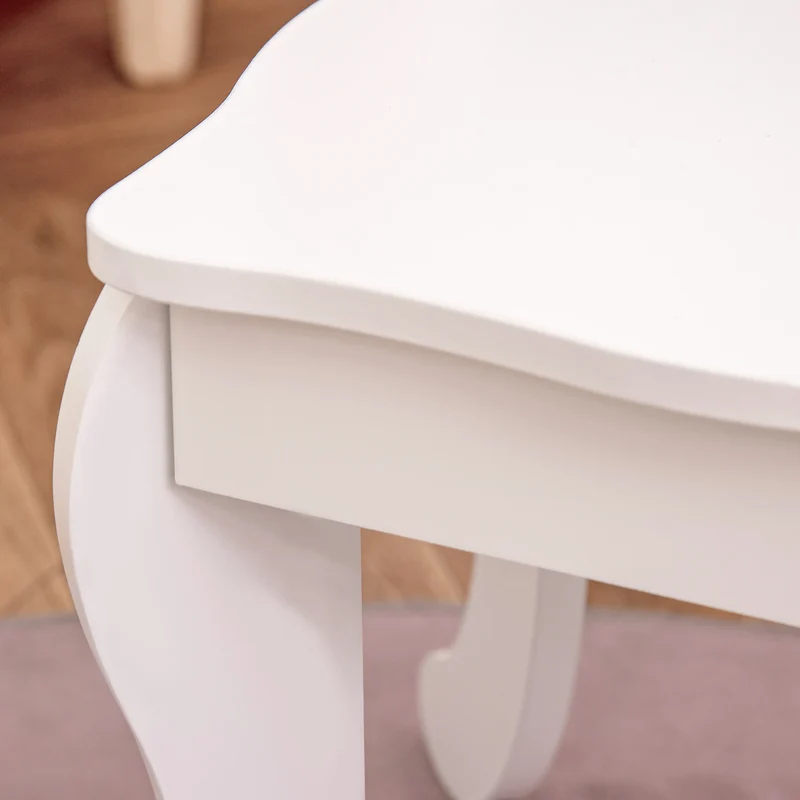 Homcom Wooden Children's Dressing Table with Mirror Stool Drawer Makeup Table Pink