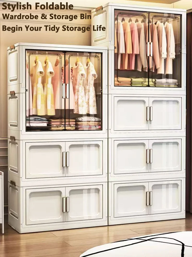 Folding Storage Cabinet Wall Mounted Foldable Locker Compact Organizer for Home Office Space Saving Design