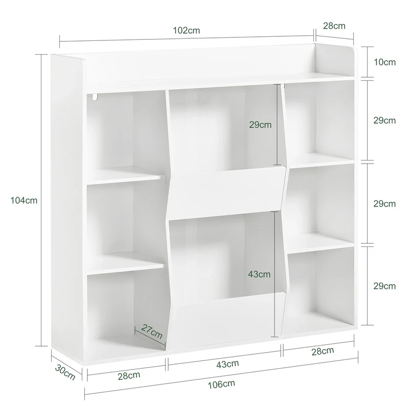 SoBuy KMB55-W bookshelf for children, kids’ shelf, storage rack with 8 open compartments, toy shelf, freestanding shelf, shelf