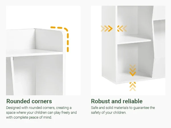 SoBuy KMB55-W bookshelf for children, kids’ shelf, storage rack with 8 open compartments, toy shelf, freestanding shelf, shelf