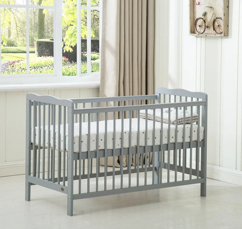 mcc direct Brooklyn Baby Cot Crib With Water repellent Mattress and Safety Wooden Barrier (125 x 66 cm)