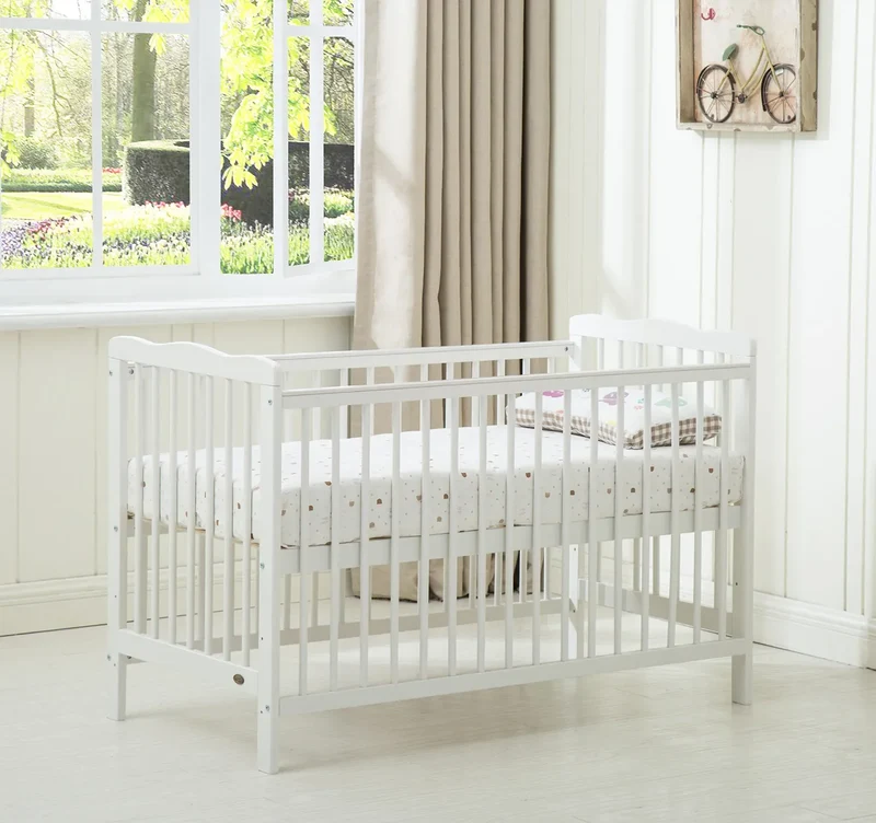 mcc direct Brooklyn Baby Cot Crib With Water repellent Mattress and Safety Wooden Barrier (125 x 66 cm)
