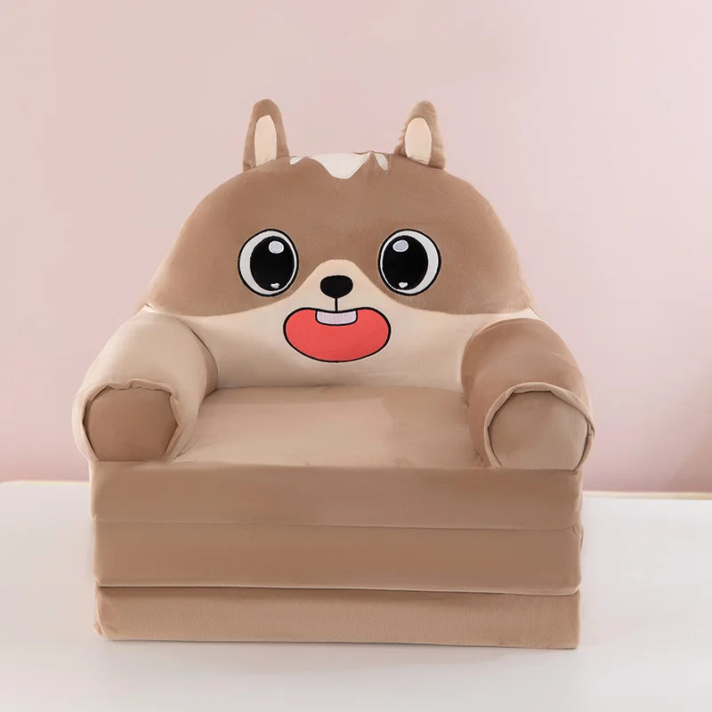 Three-layer folding children's small sofa cartoon kindergarten baby seat stool plush toy lazy sofa removable