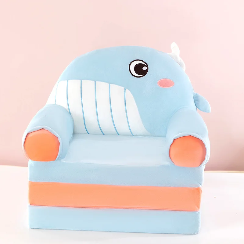 Three-layer folding children's small sofa cartoon kindergarten baby seat stool plush toy lazy sofa removable