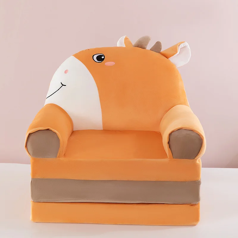 Three-layer folding children's small sofa cartoon kindergarten baby seat stool plush toy lazy sofa removable