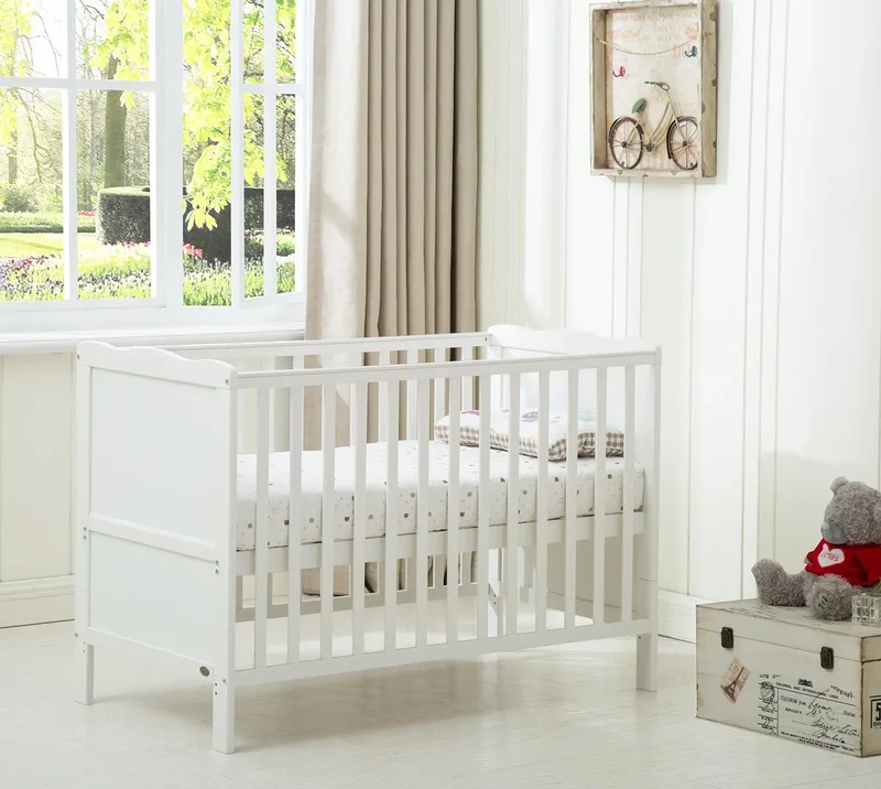 mcc direct Wooden Baby Cot Bed "Orlando" & Water repellent Mattress