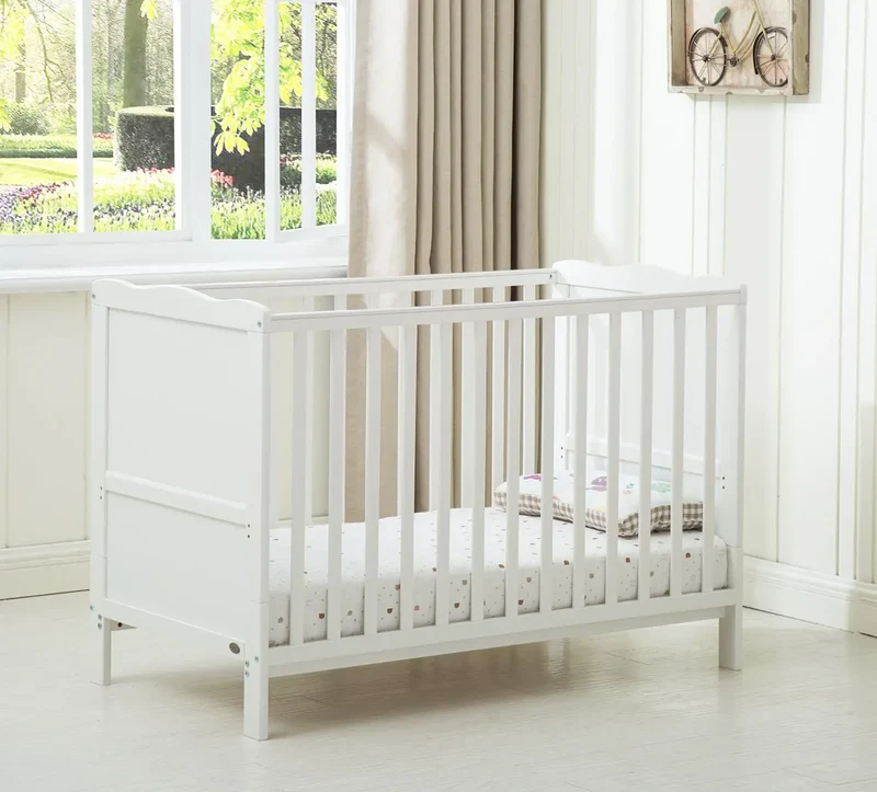 mcc direct Wooden Baby Cot Bed "Orlando" & Water repellent Mattress