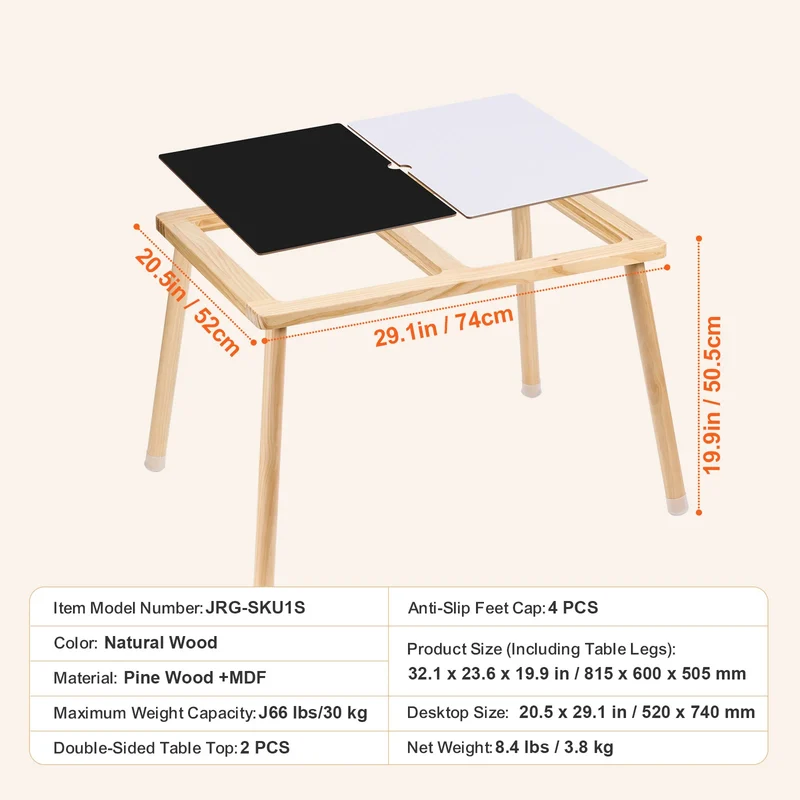 SucceBuy Wooden Sensory Table for Kids Activity with 3 Foldable Storage Bins & Double-Sided Board Indoor/Outdoor for Studying