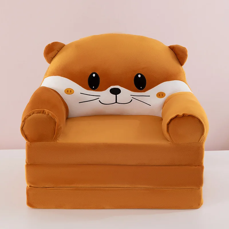 Three-layer folding children's small sofa cartoon kindergarten baby seat stool plush toy lazy sofa removable